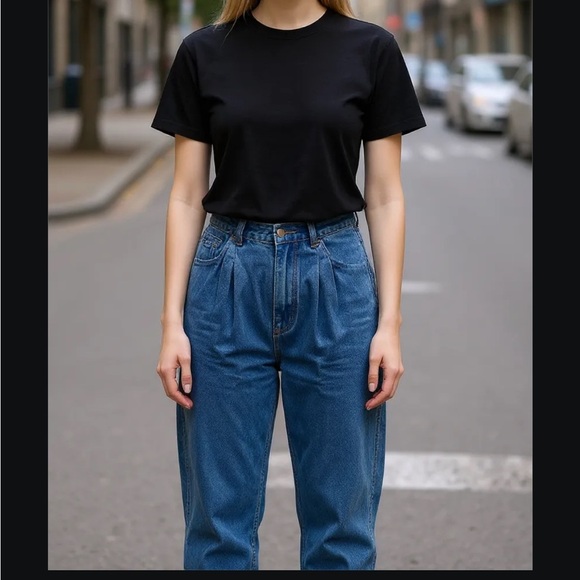 Retro Vintage Ultra High Rise Mom Jean Pleated Straight Leg Jean - Picture 1 of 6